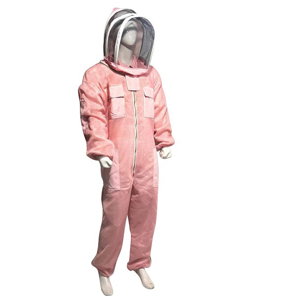 Massive Bee Store 3 Layer Beekeeping Ventilated Suit Fully Protection Beekeepers Ultra Ventilated Bee Suit with Fencing Veil Facezipper (Pink, 2XL)