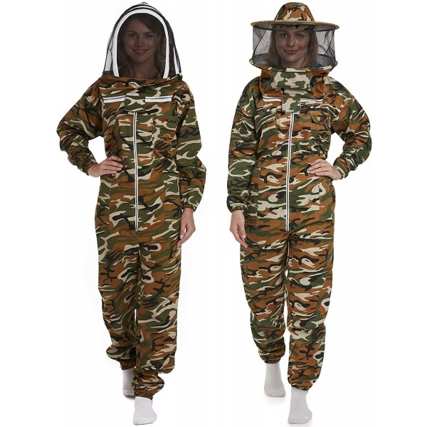 Natural Apiary Max Beekeeping Suit Outfit 2 x Non-Flammable Fencing Veil Mesh (Round & Fencing) Professional Bee Keeper Protection, Medium, Camouflage