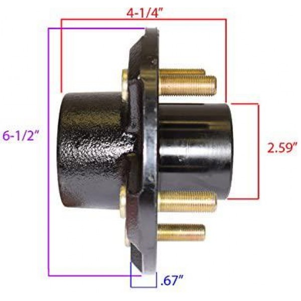 Rigid Hitch Pair of 5-Bolt on 5 Inch Hub Assembly (AKSQ-350055) Includes (2) Square Stock 1-3/8 Inch to 1-1/16 Inch Tapered Spindles & Bearings