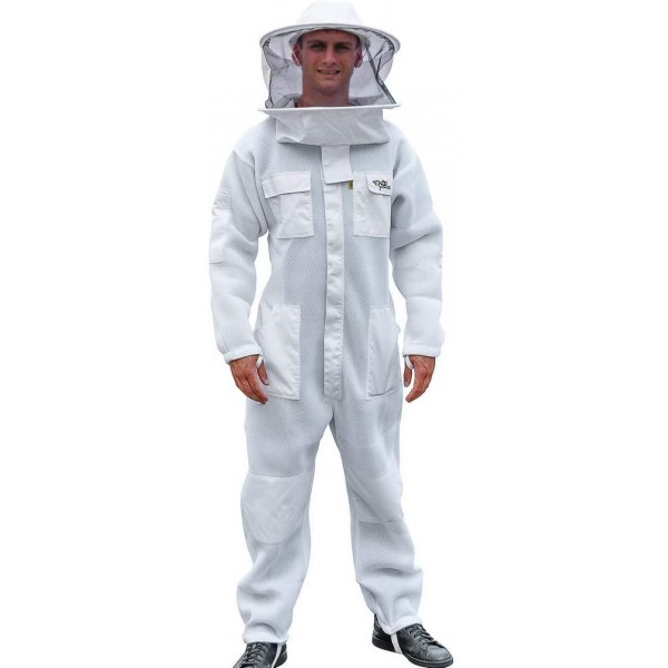 OZ ARMOUR Beekeeping Suit Ventilated Air Mesh with Fencing & Round Brim Hat (Medium)
