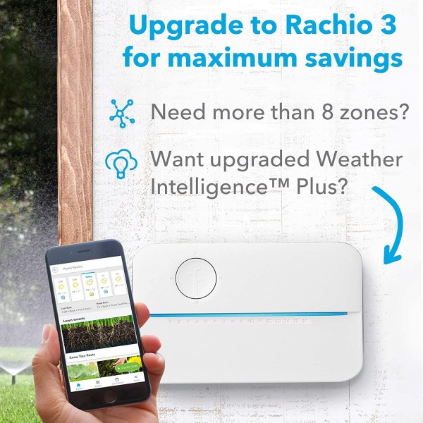 Rachio 8ZULWC-L R3e Generation: Smart, 8 Zone Sprinkler Controller, Works with Alexa, Gen, Gray