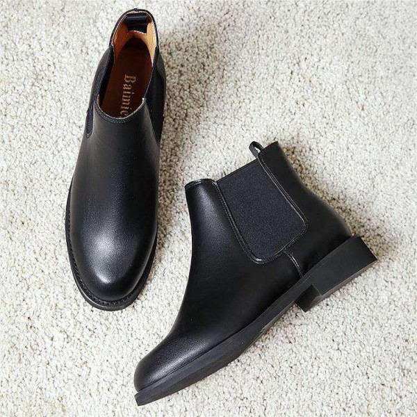 Black Martin Ankle Boots Women Flat Lea r shoes