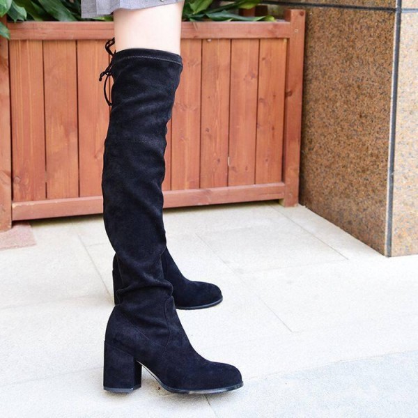 Customized knee high middle heels women sue  boots