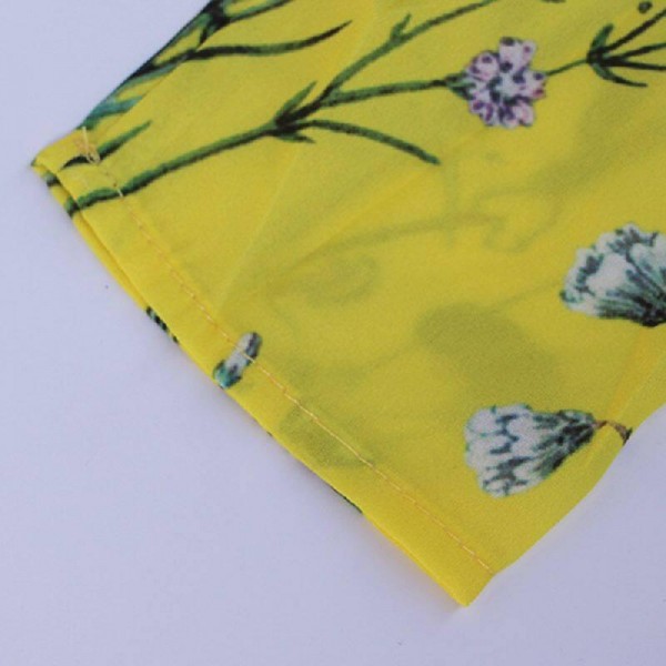 Yellow Printing Tops Single Shoul r Ruffles Shirts For Women