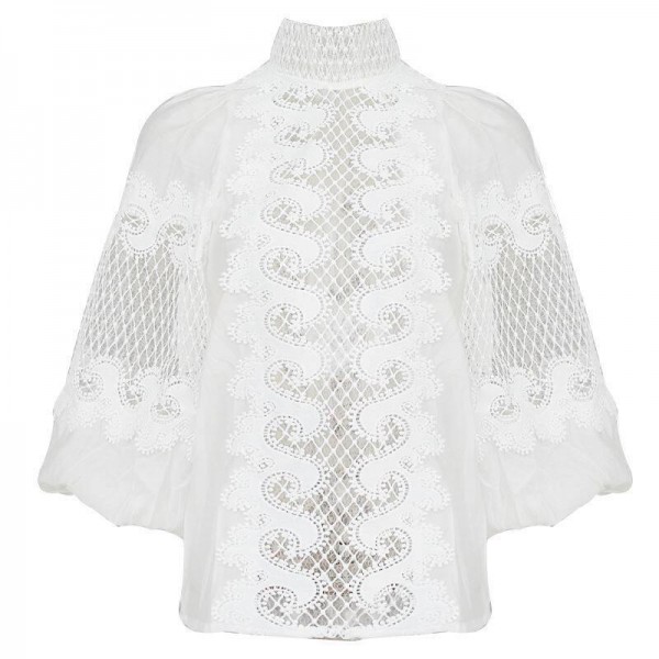 Women Lace   Long Sleeve Hollow Out Shirts