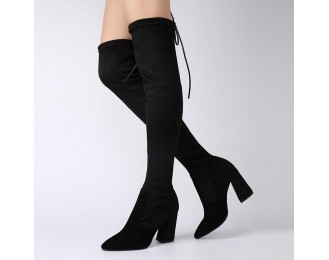   latest over knee suede boots with chunky heels