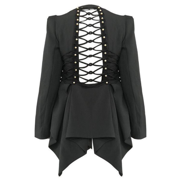 Women black Swallow tail small suit jacket wom 