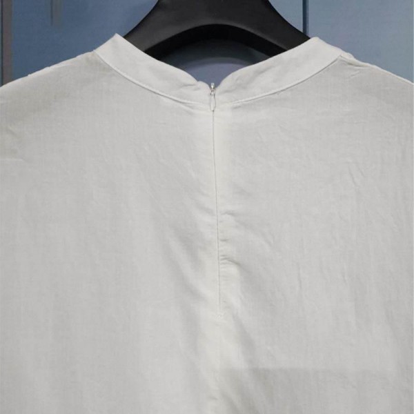 White Irregular Top Round Neck Short Sleeve T Shirts