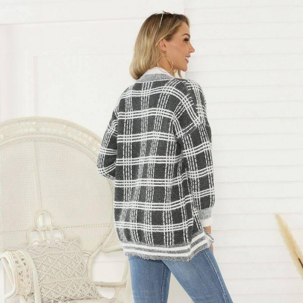 Color Block Striped Cardigan Casual Knit  ers