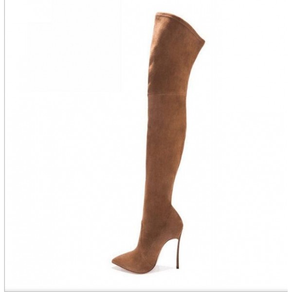 Women trendy heels long sue  booties over knee