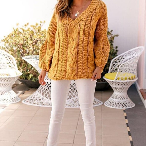 Women's Casual Long Sleeve Loose Pullover Knit  er Jumper Top