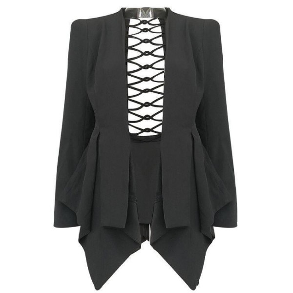 Women black Swallow tail small suit jacket wom 
