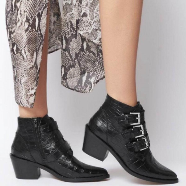 Women's middle heels booties w h lace up boots short