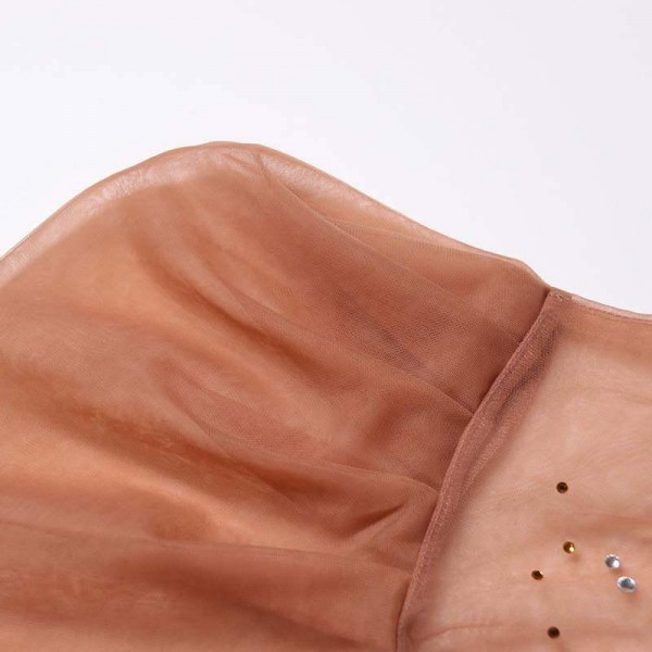 Women Apricot Printing Shirts Long Sleeve See through Tops