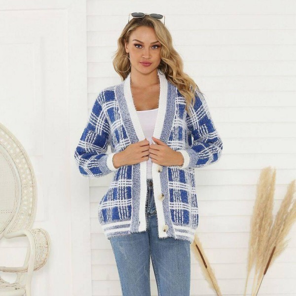 Color Block Striped Cardigan Casual Knit  ers