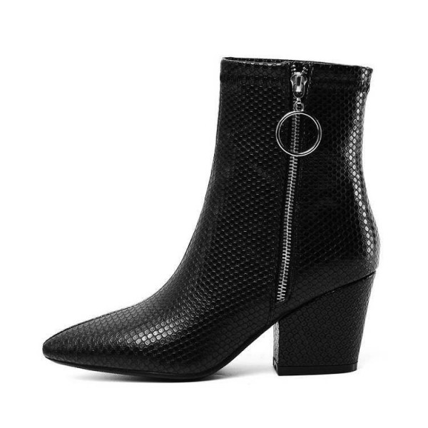 Snakeskin  kle boots middle heels bootie for women
