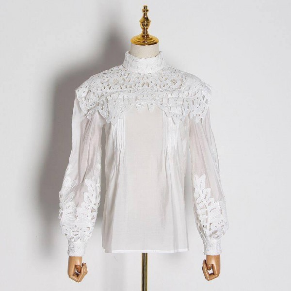 2020 Fashion   Hollow Out  Puff Sleeve Shirts